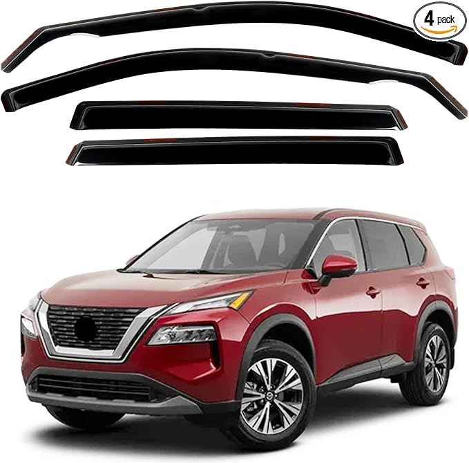 in Channel Rain Guards for 2021 2022 2023 2024 Nissan Rogue S, Smoke Tinted by CHYKORLA