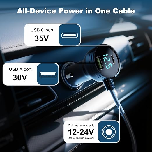 Starlink Mini Car Adapter 3M/10FT, Starlink Cable Car Charger 12V-24V, Starlink - Image 4