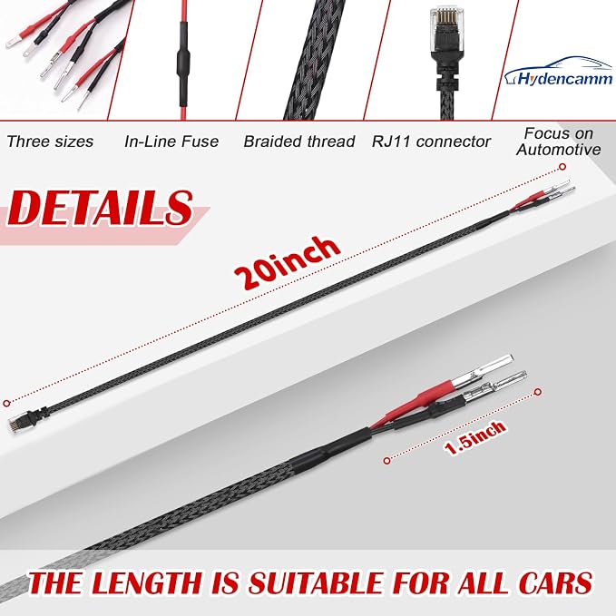 Upgrade 20" Mirror Plug Wire Tap, Radar Detector Hardwire Power Cord Kit - Image 4