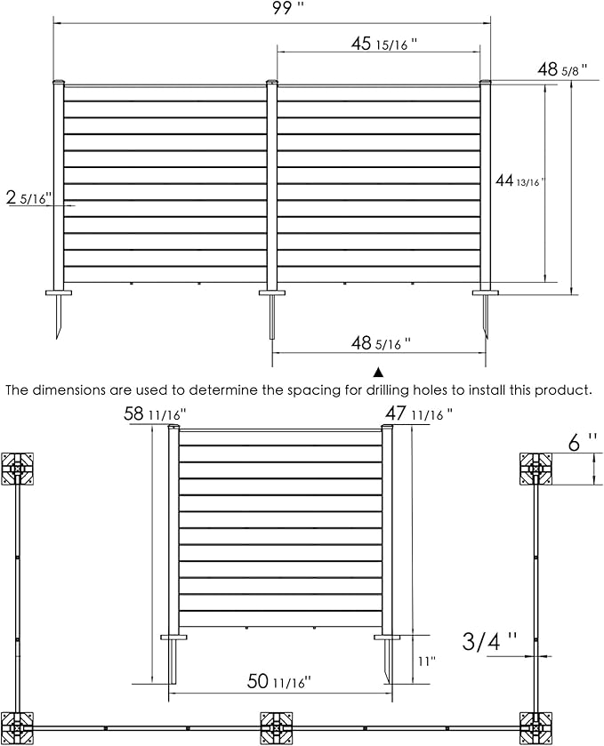 Kozyard 50" W x 48" H Outdoor Privacy Screens Aluminum Post, Air Conditioner - Image 7