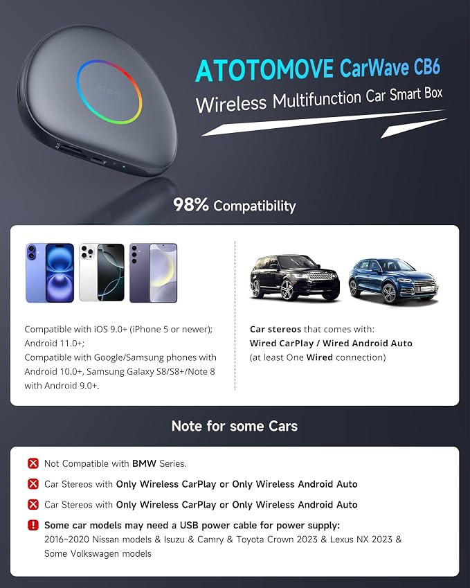 Wireless CarPlay Adapter Android 13 AI Box, Upgraded CB6C Video Streaming Plug - Image 7