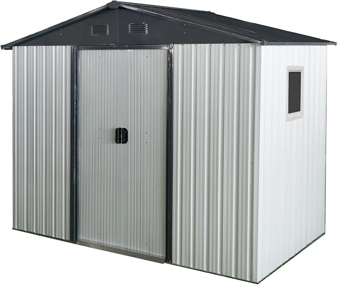4x8 FT Outdoor Storage Shed, Metal Garden Shed - Image 8