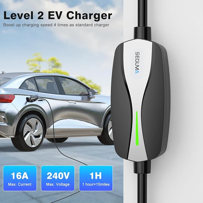 Level 1/2 EV Charger, 16Amp Electric Car Charger 25FT Cable - Image 2