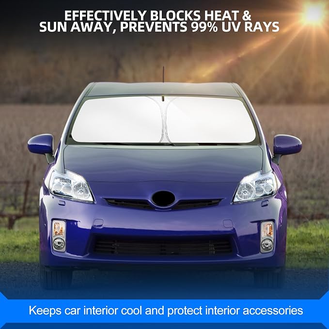 Windshield Sun Shade for Toyo-ta Prius 2010-2015 Foldable Sunshade Custom Fit - Image 7