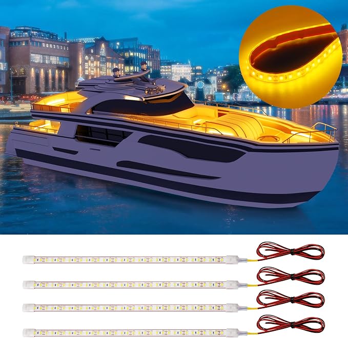 Amber Led Strip Light, 12V Car Led Lights Interior IP68 Waterproof Cuttable by DUOFU365