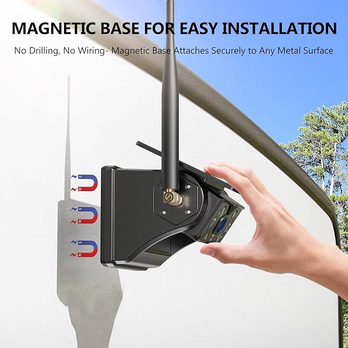 Magnetic Solar Wireless RV Backup Camera, 1080P 7" Touchscreen IPS Monitor & 2 - Image 2