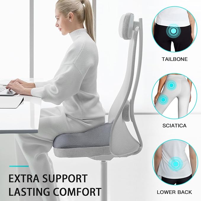 Benazcap Memory Seat Cushion for Office Chair Sciatica & Back Pain Relief - Image 4