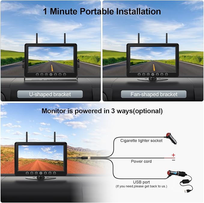 Fookoo 1080P 9" Magnetic Wireless Backup Camera, HD 9" IPS Monitor, - Image 7