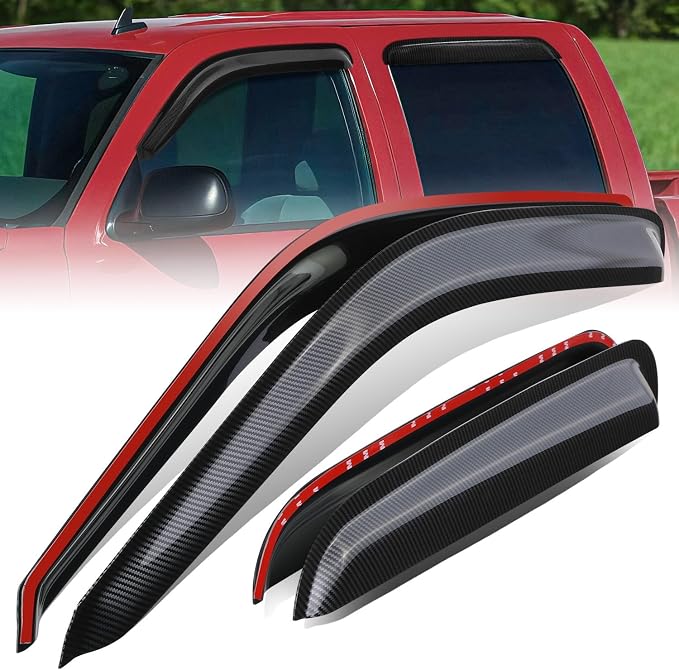 Auto Dynasty Set of 4 Carbon Fiber Pattern Window Visors Compatible by AutoDynasty