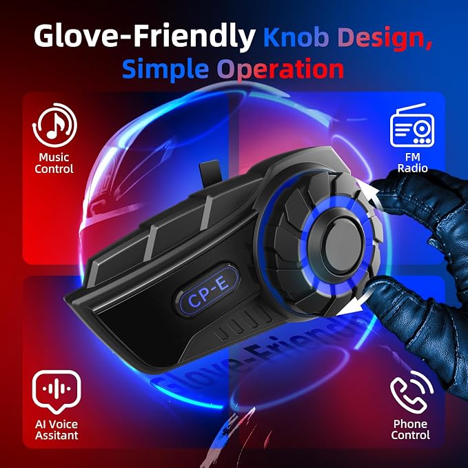 Moman Motorcycle Intercom Headset, CP-E 6 Riders 2000M Group Helmet - Image 5