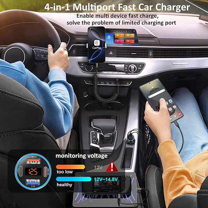 Car Charger USB C, 65W Dual 12V Cigarette Lighter USB Car Adapter - Image 6