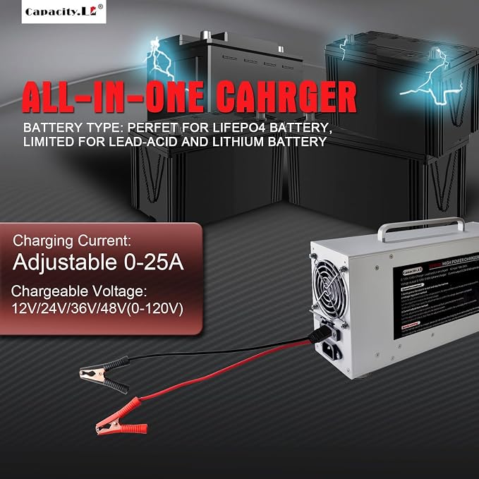 High Power Battery Charger, 0-120V Upgraded Design LifePO4 Battery Charger - Image 8