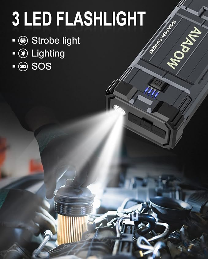 AVAPOW Car Battery Jump Starter 3000A Peak, Jumpstart - Image 7