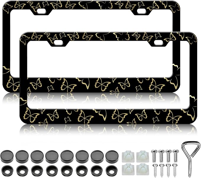 Golden Butterfly License Plate Frames by Unknown
