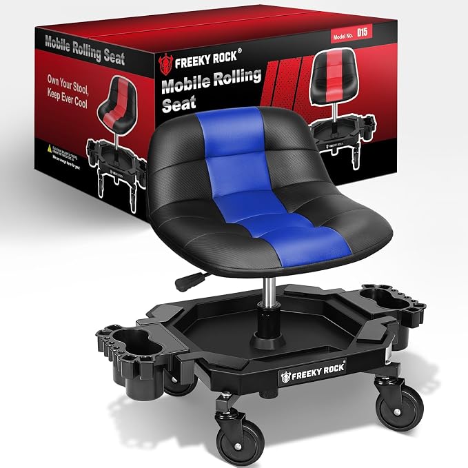 Rolling Stool with Wheels, Adjustable Height Pneumatic Garage Work Mechanic by FreekyRock