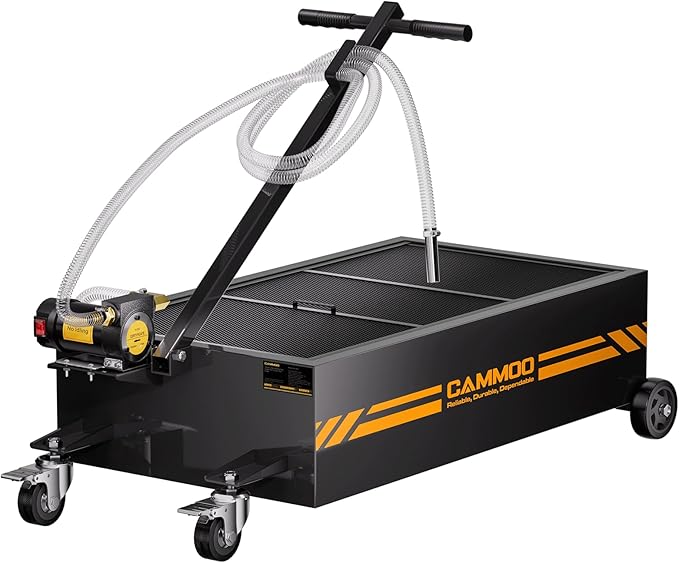 25 Gal Electric Oil Drain Pan, 110V High-Flow Pump, 9.8 FT Hose, 200 W Motor by CAMMOO