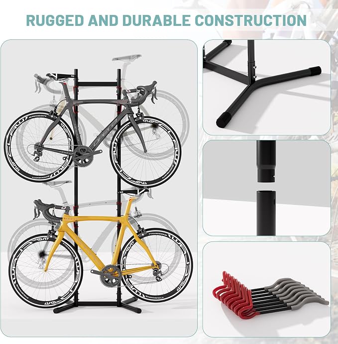 Urban Deco 2-4 Bike Storage Rack Garage Max154lbs, Freestanding Indoor Bike Rack - Image 3