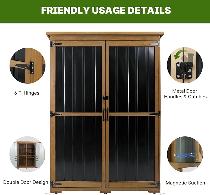 Outdoor Storage Cabinet Wood & Metal - Image 4