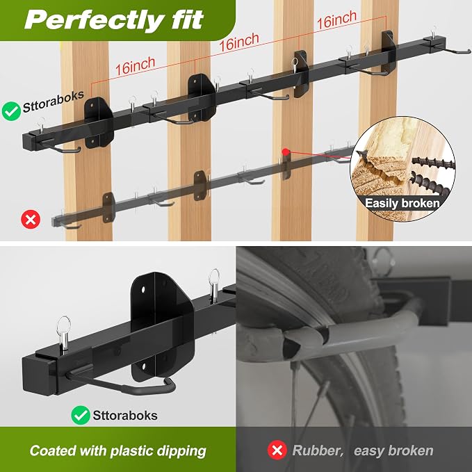 Bike Storage Rack, Garage Wall Mount Hanger, Indoor Bicycle Organizer - Image 5