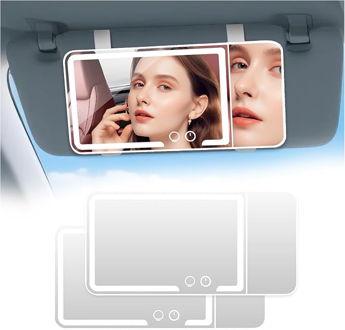 car mirror vanity Rechargeable Led, 3 Light Modes, Dimmable Touch Screen by HUMBEST