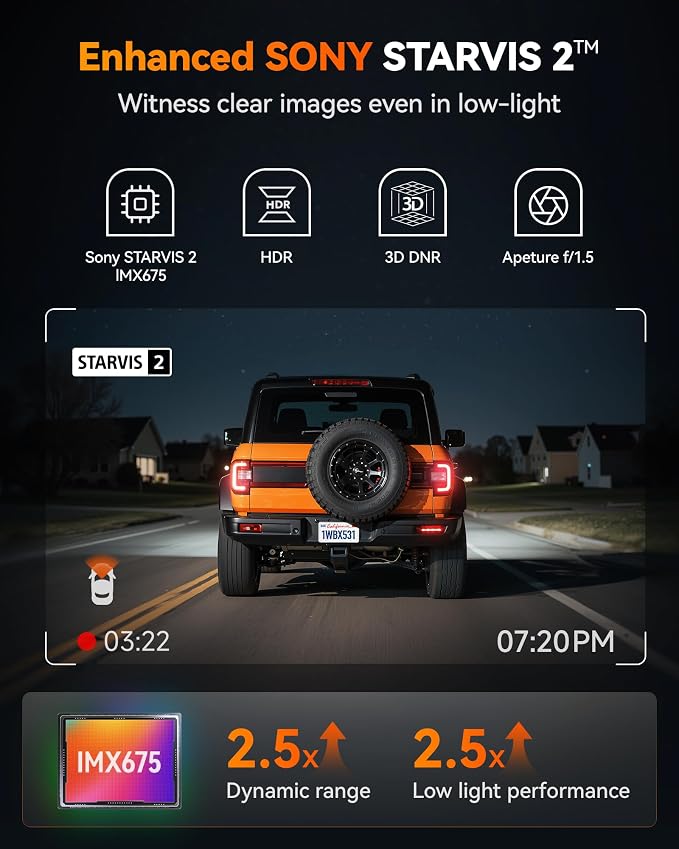 WOLFBOX X3 2.5K 60FPS Dash Cam, STARVIS 2 IMX675 - Image 3