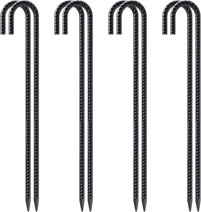 VVOKGO Rebar Stakes 24 Inch J Hook Heavy Duty Ground Anchors, 3/8 Inch Diameter by VVOKGO