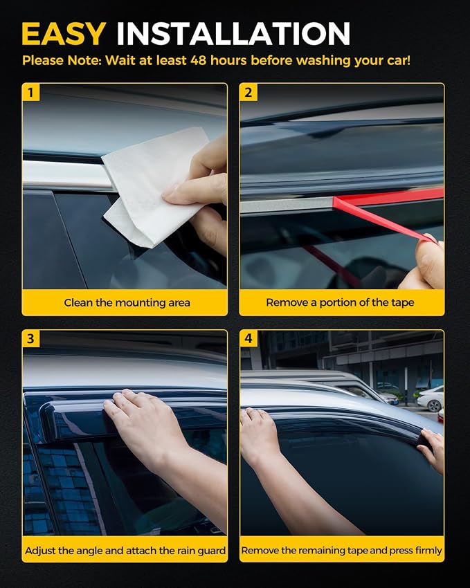 Rain Guards for Car Windows, Tape-On Window Visors Rain Guards Fit for - Image 5