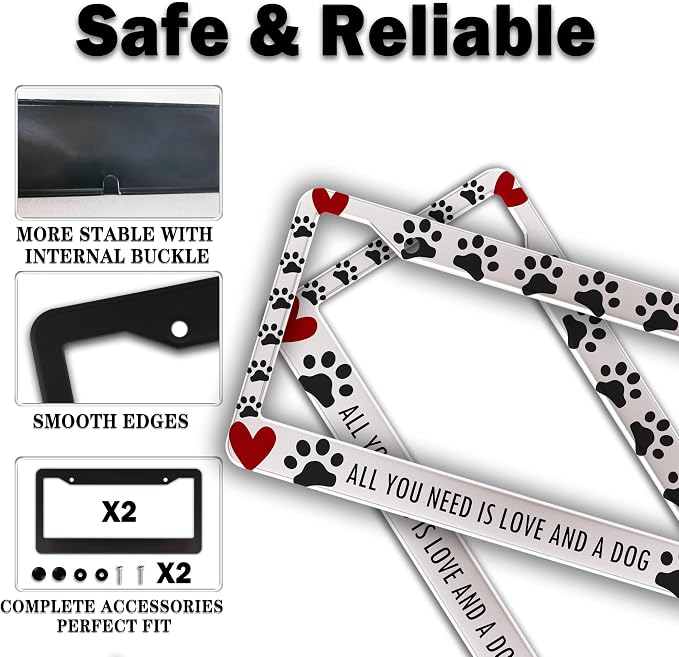 License Plate Frames Black, and Red License Plate Frame All You Need is Love - Image 4
