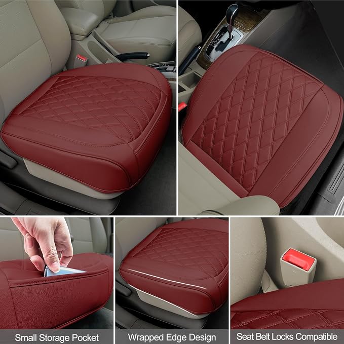 1 Pack Leather Front Car Seat Cover Bottom Car Seat, Anti-Slip and Full Wrap - Image 4