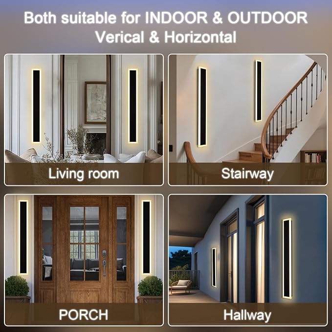 2 Pack Modern Outdoor Long Wall Lights Fixture, 40 inch Outdoor LED Wall Sconce - Image 3