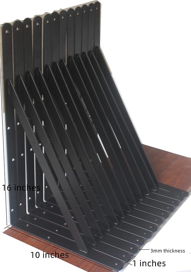 32 Pack L16 x H 10" Black Heavy Duty Shelf Brackets - Image 2
