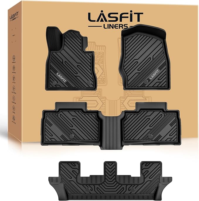 LASFIT Floor Mats for Ford Explorer 2020-2025 7 Passenger TPE All Weather by LASFIT