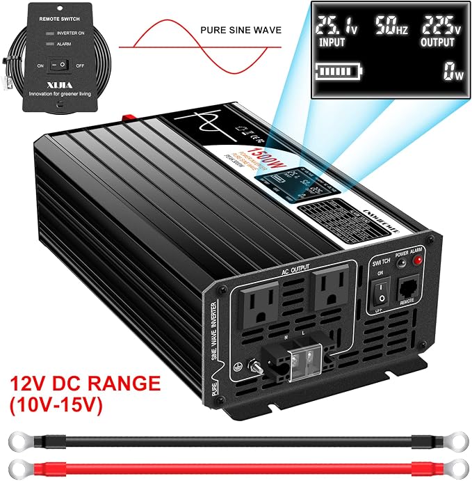 Xijia 1500W LCD-Dispaly 48v to 120v Pure sine Wave 60HZ Solar Inverter - Image 2