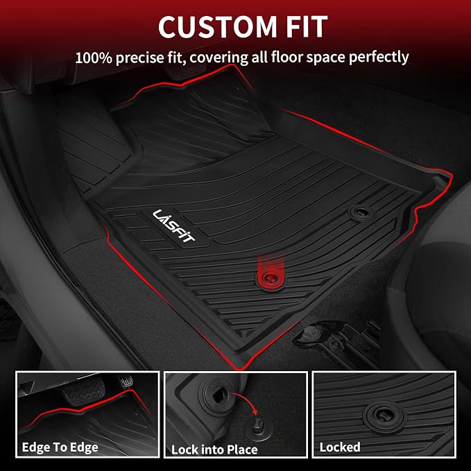 LASFIT Floor Mats for Toyota Tacoma 2016-2023 Double Cab All Weather Custom Fit - Image 2