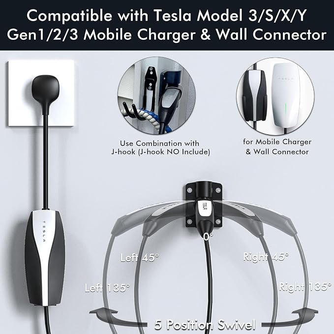 Tesla Charger Holder Wall Mount Tesla Mobile Connector Charger Holder, 5-Level - Image 4