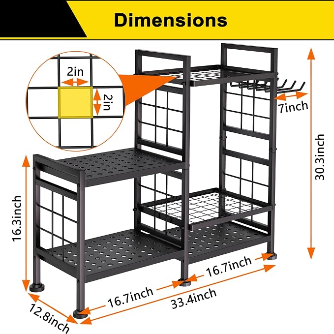 GIOTORENT 5 Tier Garden Tool Organizer, Metal Yard Tools Storage Rack, Garage - Image 6