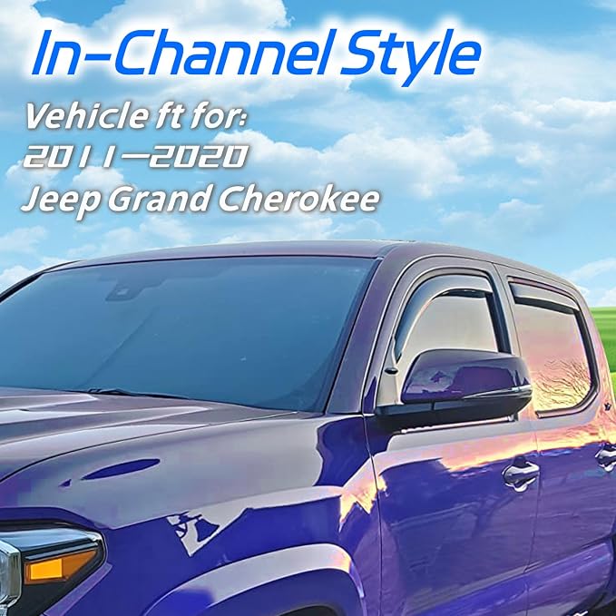4PCS in-Channel Rain Guards for 2011-2020 Jeep Grand Cherokee, Durable Window - Image 2
