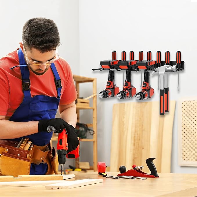 Drill Holder Power Tool Organizer Wall Mount, 4 Cordless Drill Racks - Image 6