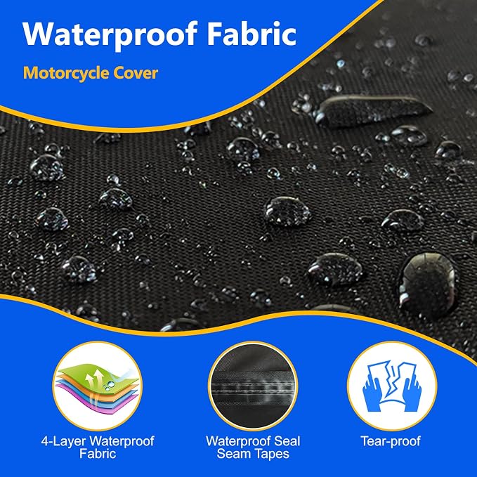 Motorcycle Cover, 600D Heavy Duty Waterproof Motorbike Cover, Dustproof - Image 3