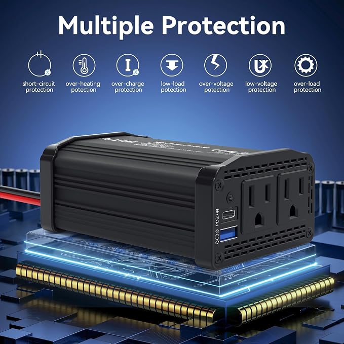 300W Car Power Inverter 12v to 110v, Car Plug in Adapter Outlet - Image 6