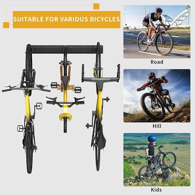 Bike Storage Rack 48Inch for 6 Bikes + 5 Helmets, Heavy Duty Bike Hangers for - Image 6