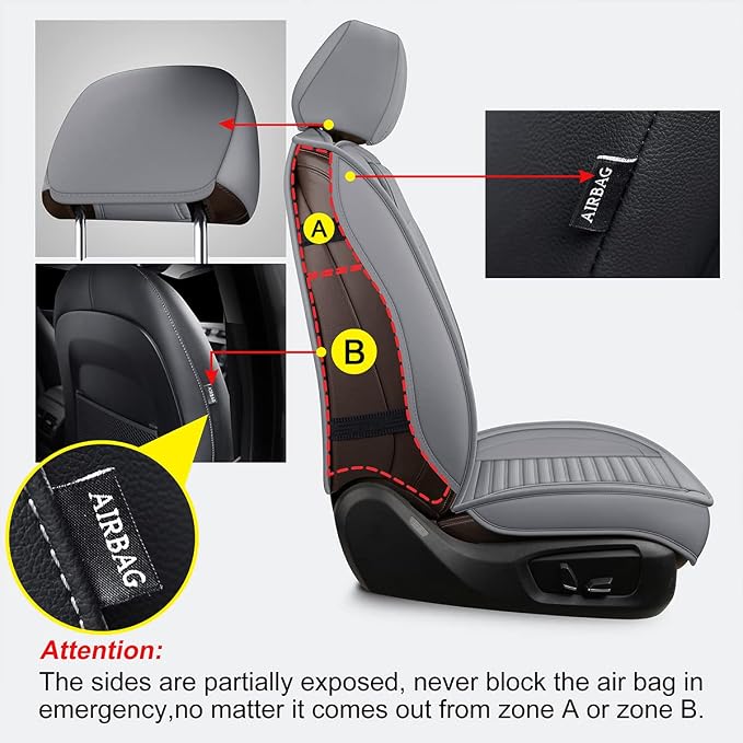 LINGVIDO Car Seat Covers, Breathable and Waterproof Faux Leather Automotive - Image 4