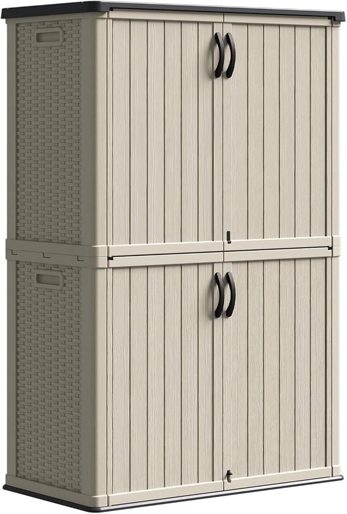 Patiowell 50 cu.ft Plastic Outdoor Storage Shed, Lockable Waterproof Resin by Patiowell