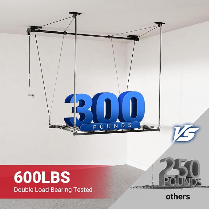 FLEXIMOUNTS Overhead Garage Storage Rack, 4x4 Ft Heavy-Duty Garage Ceiling - Image 5