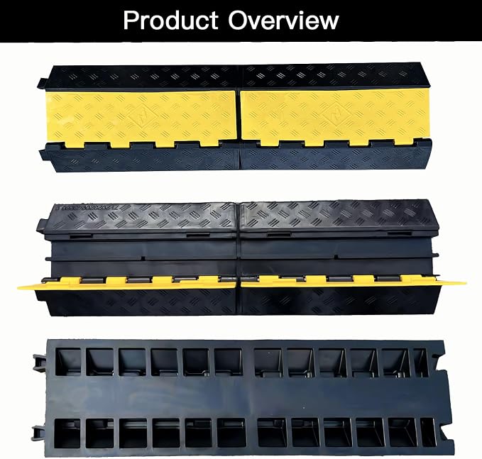 Foldable 2 Channel Rubber Cable Protector, 22000Lbs Load Capacity Wire Hose - Image 3