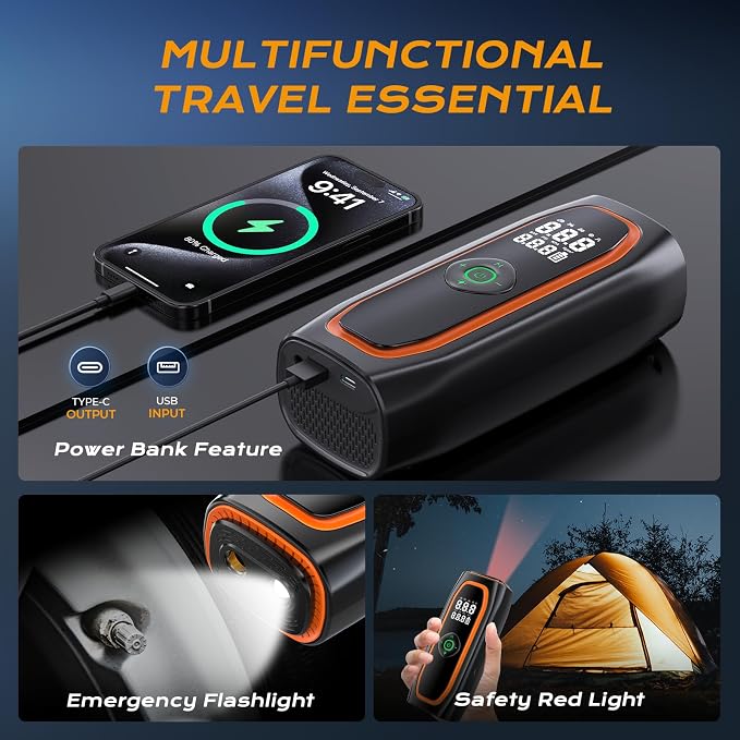 Tire Inflator Portable Air Compressor, 220PSI Air Pump - Image 7