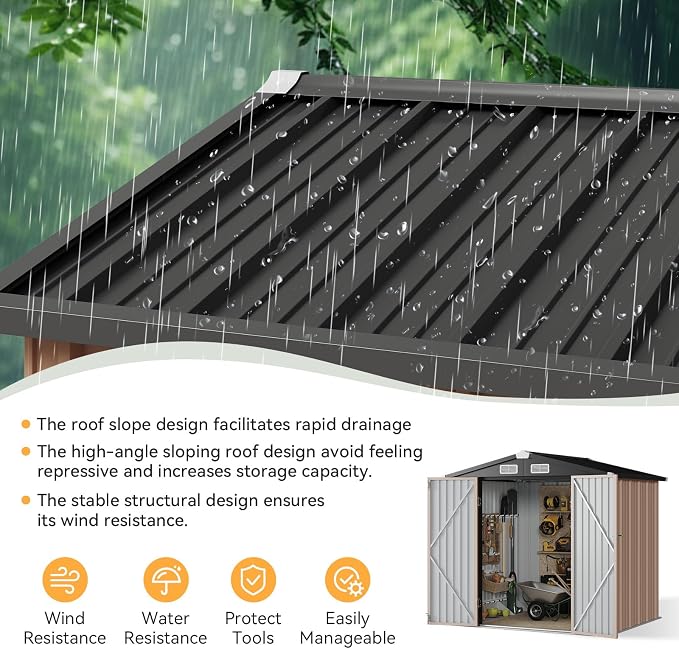 Aoxun 6x3.9 FT Shed Metal Outdoor Storage Shed Garden Shed - Image 5