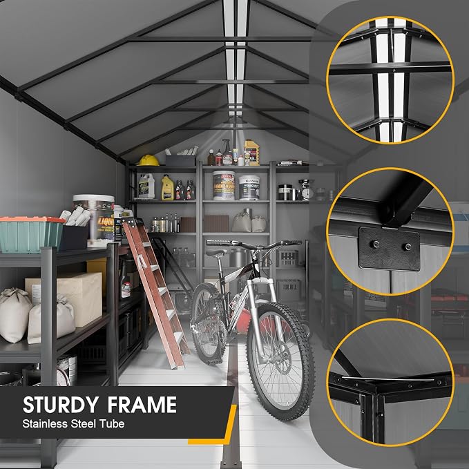 8 x 8 FT Resin Tool Shed, All-Weather Outdoor Storage Shed - Image 5