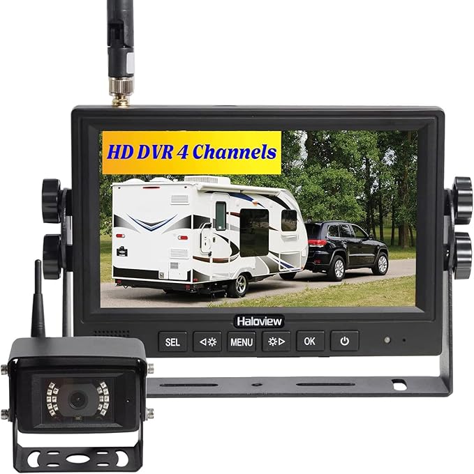 Haloview MC7108 Wireless RV Backup Camera System 7'' Monitor Built in DVR Rear by Haloview
