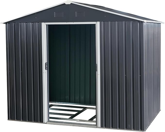 6x8 FT Outdoor Storage Shed, Metal Garden Shed - Image 8